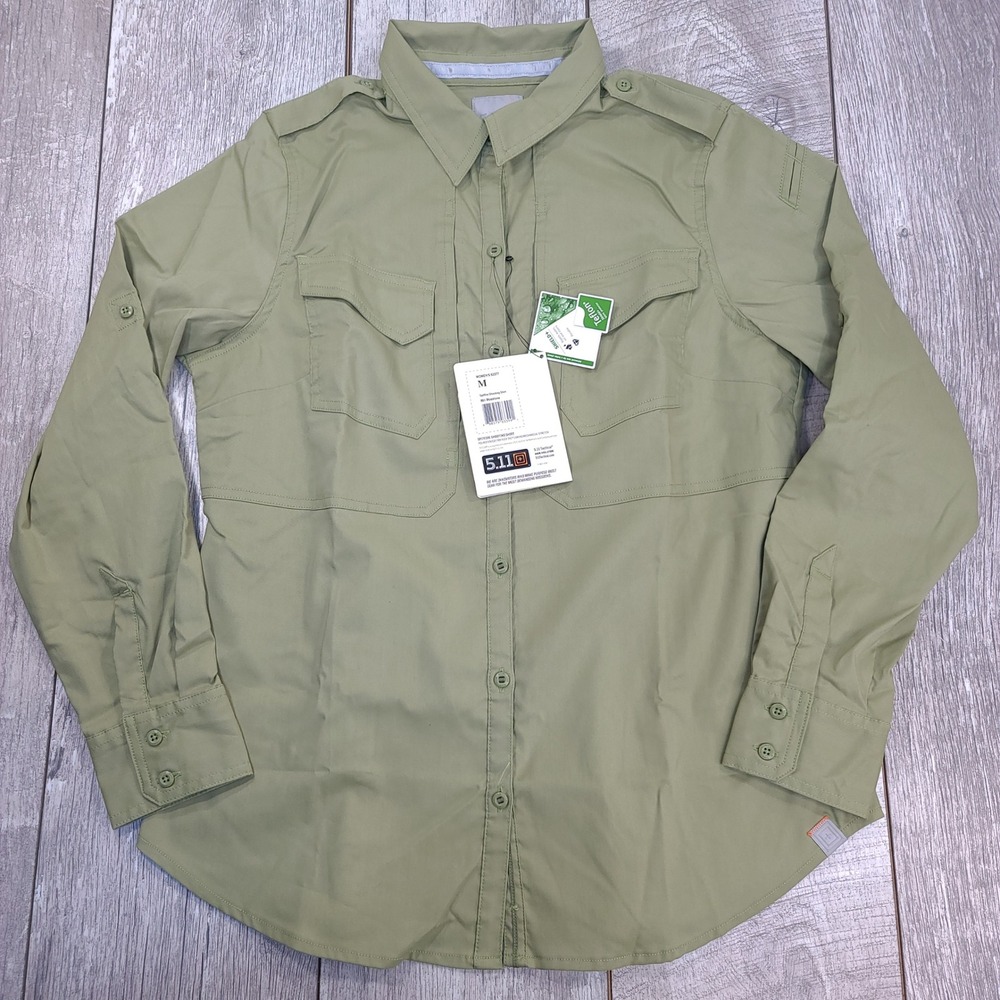 5.11 Tactical Spitfire Shooting Shirt Women Medium Green Flex-Tac Canvas